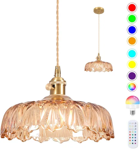 Vista 27 de Luminarias de Lámpara Colgante, Lámpara Colgante con Enchufe de Cristal de 6.6 Pulgadas, Lámpara Colgante de Cristal, Iluminación Colgante E26