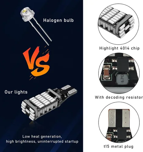 Vista 5 de 4 piezas de luces LED de reversa, 6500K de super brillo, 45SMD-4014 chipsets para bombilla de señal de giro, luces LED T15 de freno, de parada