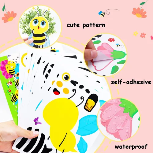 Vista 6 de Haz tu propia abeja de miel, paquete de 36 calcomanías para primavera y verano, hazlo tú mismo para abejas, minas, abejorros, regalos de fiesta