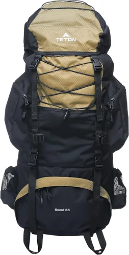 Vista 8 de Teton 55L Scout Internal Frame Backpack for Hiking, Camping, Backpacking, Travel, Rain Cover Included, Olive Oliva