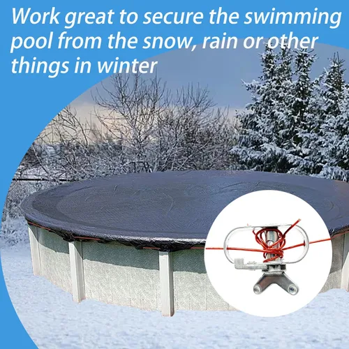 Vista 7 de Cable de cubierta de piscina y cabrestante – Cable de cubierta de piscina de 100 pies y trinquete de aluminio con resorte para asegurar cubiertas
