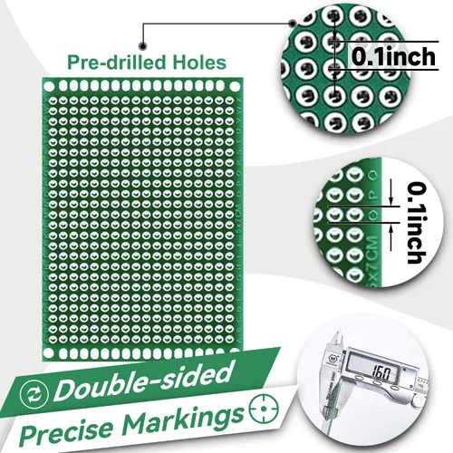 Vista 4 de Smraza Kit de placa PCB de doble cara de 104 piezas, placas de prototipo para soldadura de bricolaje y placas de circuito electrónico compatibles