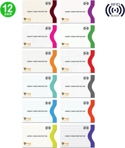 Vista 2 de Boxiki Travel - Fundas de bloqueo con código de color (12 fundas para tarjetas de crédito), color blanco