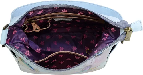 Vista 3 de Anuschka Bolso de mano de cuero genuino para mujer Hobo clásico con bolsillo lateral
