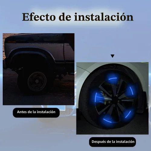 Vista 5 de 20 piezas de calcomanías reflectantes para cubo de rueda de automóvil, calcomanías reflectantes de seguridad nocturna para automóviles, motocicletas