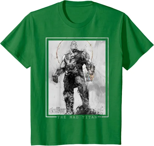 Vista 43 de Marvel Avengers Infinity War Thanos Sketch Graphic Camiseta Negro