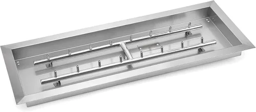 Vista 8 de Stanbroil Bandeja Quemador de Chorro Rectangular Mejorada para Hoguera de 24" x 8", Acero Inoxidable 304 Gas Natural y Propano para Hoguera