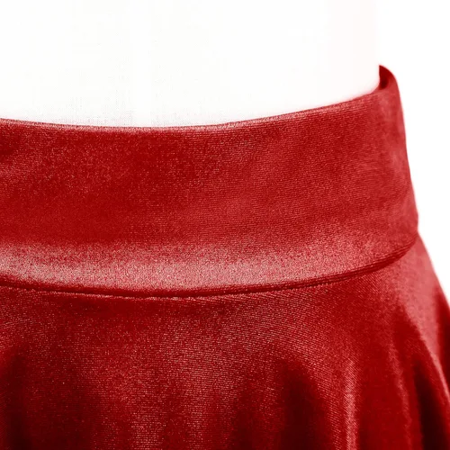 Vista 2 de Minifalda básica de terciopelo para mujer, elástica, elástica, acampanada, de cintura alta
