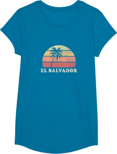 Vista 43 de El Salvador Vintage 70s Retro Throwback Design Camiseta, Azul