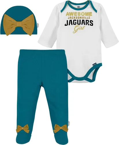 Vista 11 de NFL Conjunto de enterizo, pantalón con pies y gorro de 3 piezas para bebé niña