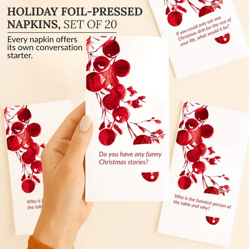 Vista 4 de COTIER - Paquete de 20 servilletas de inicio de conversación de Navidad, servilletas de papel de 3 capas de alta calidad con diseño de lámina