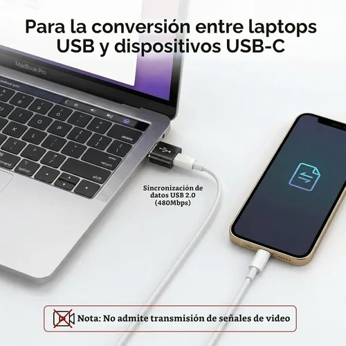 Vista 5 de USB Type C Male Female Adapter,Data Charging Cable Converter 8-Pack Negro