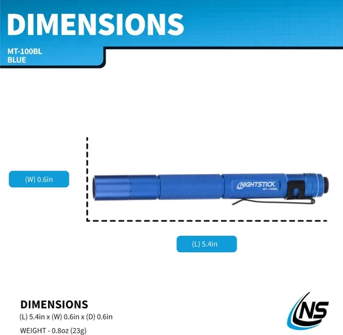 Vista 7 de Nightstick MT-100BL Mini-TAC Linterna LED de Metal - 2 AAA, 5.4 in (137 mm), Azul