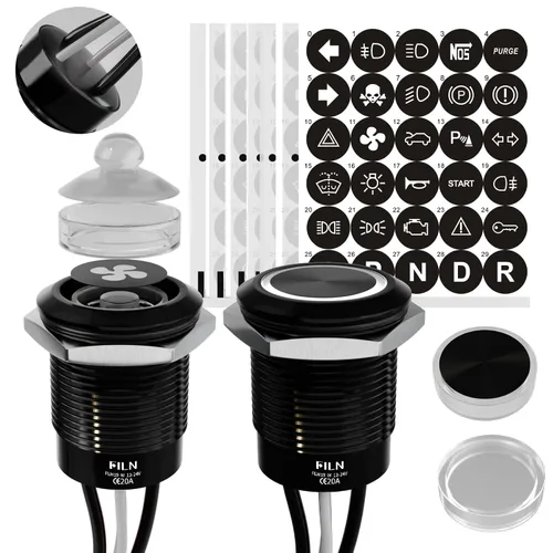 Vista 11 de 2-Pack 19mm Botón de presión de cierre LED azul, interruptor de botón marino a prueba de agua IP67 de 12V-24V y voltaje amplio de 20A con 180