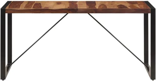 Vista 4 de Solid Sheesham Wood Dining Table Industrial Rectangular Design 63 x 31.5 Inch Brown Polished Finish for Dining Room Kitchen and Indoor Gatherings