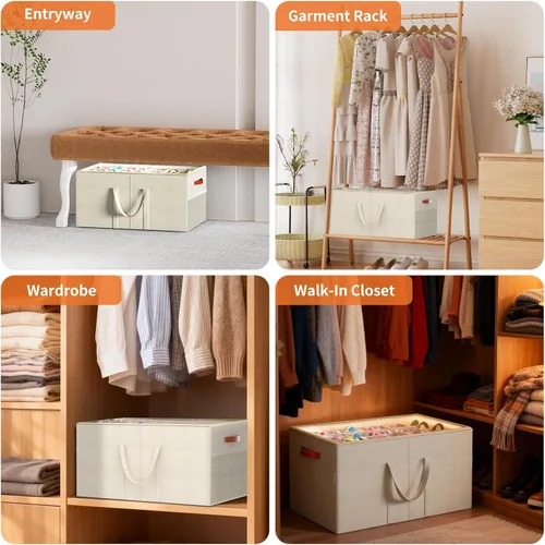 Vista 7 de Aokeyee Paquete de 2 organizadores de zapatos para armario, caja grande de almacenamiento de zapatos con capacidad para hasta 48 pares, organizador