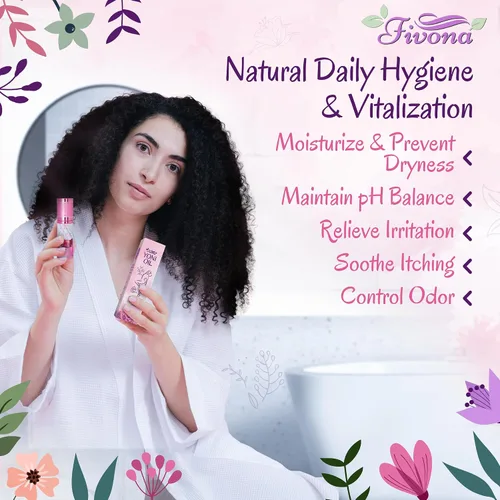 Vista 4 de Fivona Yoni Oil Natural pH equilibrado para el cuidado femenino calmante - Mezcla de aceites esenciales - Mezcla de aceites hidratantes para control