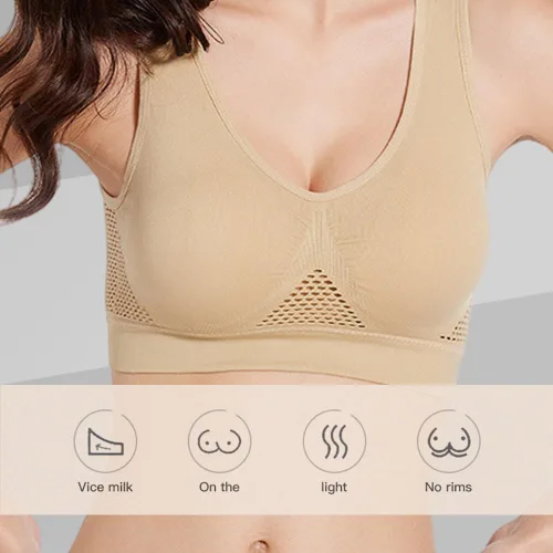Vista 7 de Pousbo Brasier deportivo de malla transpirable y cómodo, diseñado específicamente para mujeres