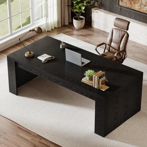 Vista 3 de Tribesigns Escritorio de madera para computadora de 70.9 pulgadas