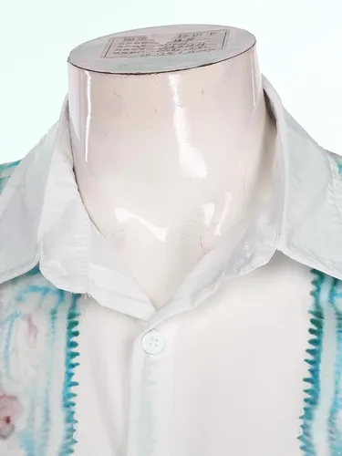 Vista 6 de Camisas mexicanas de manga larga con botones para hombre, camisas de guayabera cubana, camisas casuales de verano para la playa, camisa de fiesta