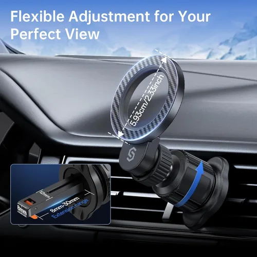 Vista 7 de SYNCWIRE Soporte para auto MagSafe 【Ventilación de anillo】【Rotación de 360°】【N55 magnético】 Soporte de teléfono para ventilación de aire, soporte