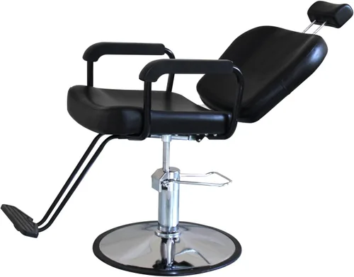 Vista 3 de Silla de estilo de salón Silla hidráulica reclinable con reposacabezas movible negro