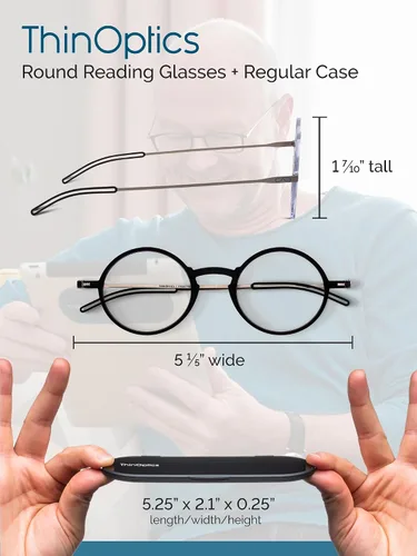 Vista 3 de Gafas de Lectura ThinOptics Estuche regular/tortuga redonda