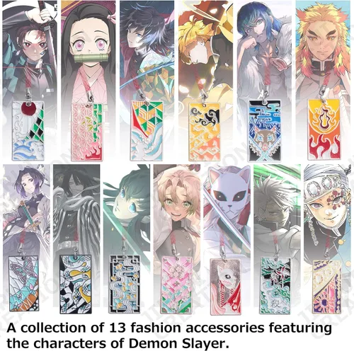Vista 2 de JIERUI CREATION Demon Slayer - Colgante de aleación de los 13 estilos Tanjiro llavero colgante adorno un regalo para niñas