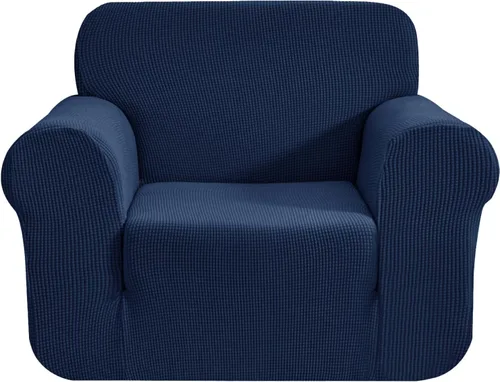 Vista 90 de CHUN YI - Funda elástica de 1 pieza para sillón grande, funda protectora suave de Jacquard con elastano, detalle de cuadros y parte inferior