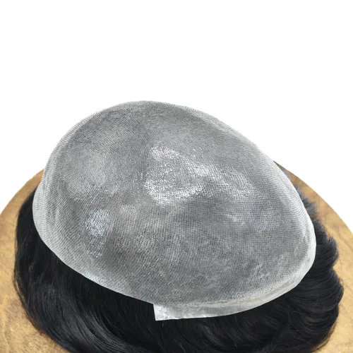 Vista 3 de Toupee - Sistema de reemplazo de cabello para hombres, 0.002 in, invisible, ultra fina, para hombre, pieza de pelo tipo tupé, todas