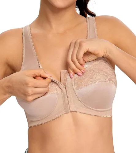 Vista 4 de HACI Brasier de figura completa para mujer, talla grande, sin forro, sin forro, brasier diario