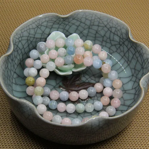 Vista 4 de Amandastone Pulsera elástica de cuentas redondas de 0.315 in con piedras preciosas naturales de 7 pulgadas