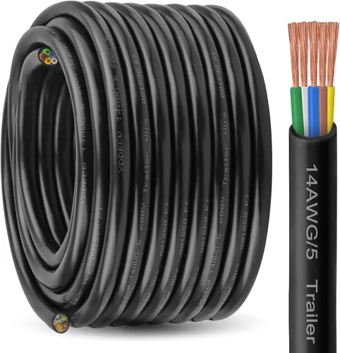 Vista 27 de Cable de Remolque de 4 Vías - Calibre 14, 4 Conductores, 10 Pies, Extensión de Cable Resistente de Cobre Puro, Cordón de Cableado para Remolque RV