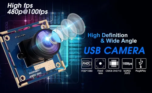Vista 9 de Módulo de cámara USB 1080P gran angular de alta velocidad 0.142 in lente PC cámara para computadora Mini UVC USB2.0 Lightburn Cámara OV2710 Cámara