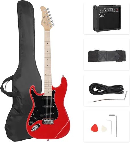 Vista 9 de GLARRY Guitarra eléctrica de tamaño completo para principiantes amantes de la música con amplificador de 20 W y paquete de accesorios para guitarra