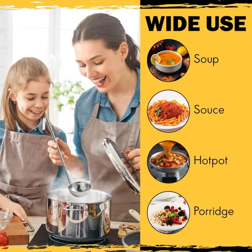 Vista 5 de Cucharón – Cucharón de acero inoxidable duradero para servir salsa de aderezo de sopa, salsa resistente y confiable mango largo para cocina