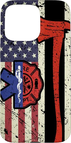 Vista 28 de Funda para iPhone 16 EMT Firefighter American Flag Patriot Paramedic Firefighter