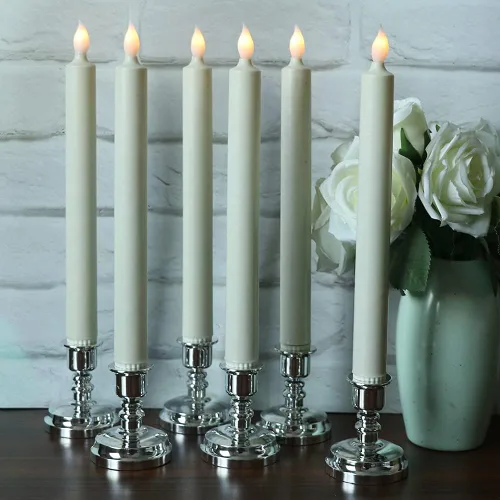 Vista 7 de Velas de Ventana Sin Llama con Control Remoto y Temporizador, Velas LED Cónicas Operadas por Batería con Ventosas Juego de 6 Velas de Ventana de A-6