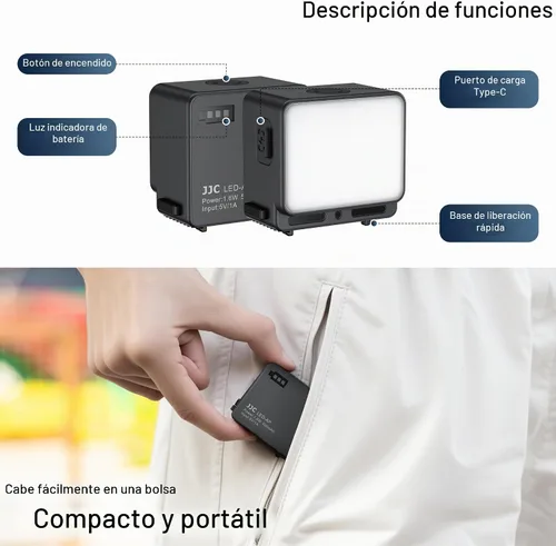 Vista 6 de JJC Luz LED magnética para Insta360 Ace Pro 2,IPX5 Impermeable,Modo SOS