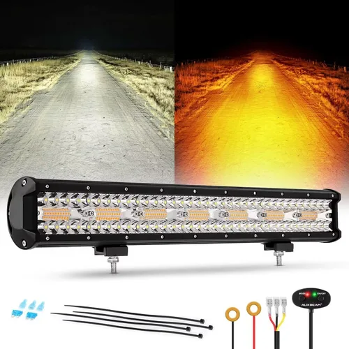 Vista 14 de Auxbeam Cubo luz LED ámbar de 3 pulgadas, 72 W todoterreno, 6 modos dos colores, estroboscópica antiniebla de conducción penetración e inundación