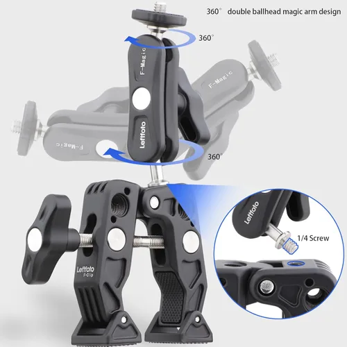 Vista 4 de Bicicleta Bicicleta Motocicleta Cámara Monitor Selfie Extensión Soporte para GoPro Hero 12 11 10 DJI Action 4 3 Insta360 X3, Abrazadera Universal