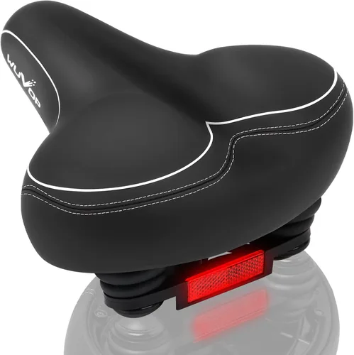 Vista 10 de Asiento de bicicleta de gran tamaño, asiento de bicicleta ancho para comodidad de mujeres y hombres, sillín de bicicleta universal impermeable