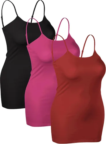 Vista 330 de Emmalise Camisola larga casual básica para mujer, con tirantes ajustables, top en capas