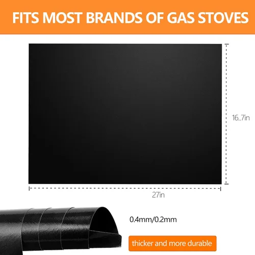 Vista 7 de Cubiertas de estufa para quemadores de gas, cubierta superior de estufa, recortada, fácil de limpiar, reutilizable, forro antiadherente, lavable