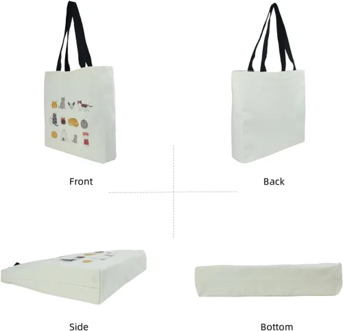 Vista 2 de Bonita bolsa de mano para mujer con cremallera, divertido bolso con gatos, perros, bolso grande de lona para el hombro
