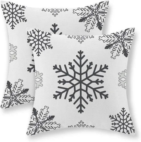 Vista 20 de Juego de 2 fundas de almohada navideñas de 16 x 16 pulgadas, fundas de almohada de lino color rojo con diseño de alces y ciervos de invierno