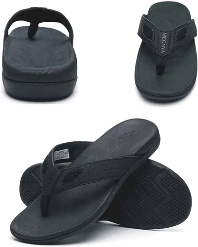 Vista 4 de MEGNYA Sandalias ortopédicas para hombre para fascitis plantar, sandalias atléticas con soporte para el arco, cómodas pantuflas para caminar
