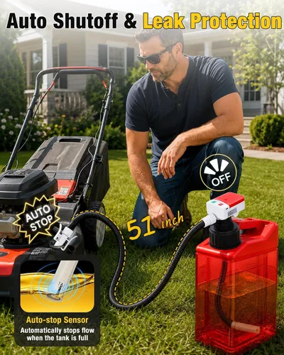 Vista 2 de Bomba de transferencia de combustible (3.2 GPM) con sensor de parada automática, manguera de 51 pulgadas de transferencia automática de bomba de gas