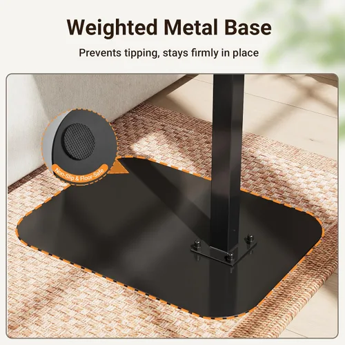 Vista 4 de ELYKEN Mesa de bandeja de TV, escritorio de sofá en forma de C, mesa auxiliar giratoria de 360° en altura ajustable, soporte para laptop para sofá