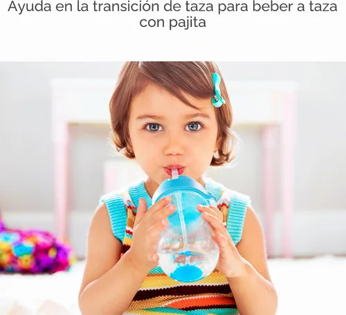 Vista 2 de Munchkin Vasos de pajita con peso para niños pequeños con tapa de clic, 10 onzas, paquete de 2, azul/verde